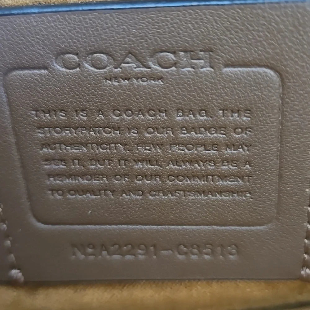 Coach Navy Signature Canvas Crossbody with Tan Leather Trim - Picture 10 of 14